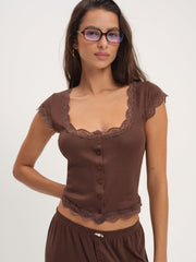 Elliana Sleep Top — Chocolate