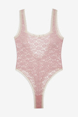 Pamela Stretch Lace Bodysuit — Pink
