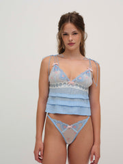 Dainty Doily Sleep Top — Blue
