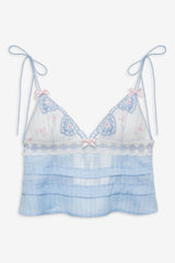Dainty Doily Sleep Top — Blue