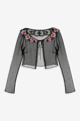 Love Garden Sheer Shrug — Black