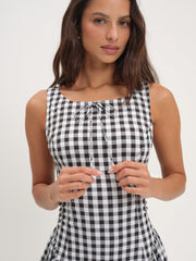 Scotch Bonnet Gingham Mini Dress — Black
