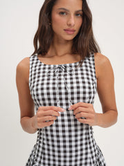 Scotch Bonnet Gingham Mini Dress — Black