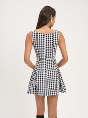Scotch Bonnet Gingham Mini Dress — Black