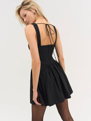 Ginny Gingham Mini Dress — Black