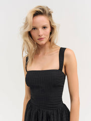 Ginny Gingham Mini Dress — Black