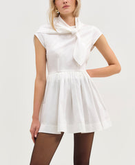 Helena Poplin Scarf Mini Dress — White