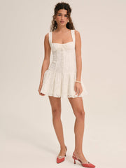 Daisy Lace Mini Dress — White