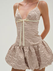 Flower Satin Mini Dress — Pink