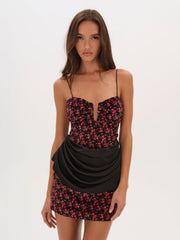 Berry Bud Mini Dress — Red