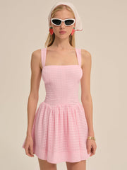 Ginny Gingham Mini Dress — Pink