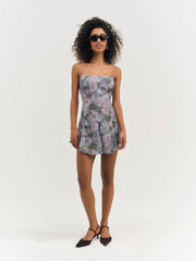 Fallen Floral Mini Dress — Purple