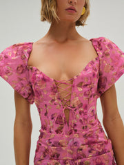 Blurred Roses Mini Dress — Pink