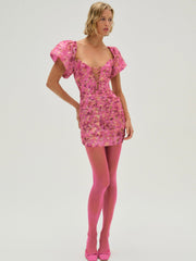 Blurred Roses Mini Dress — Pink