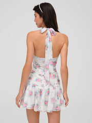 Doily Bouquet Mini Dress — White