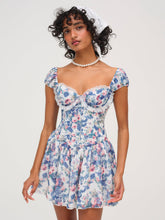 Audrey Floral Mini Dress — Blue