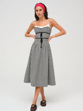 Georgia Gingham Midi Dress — Black