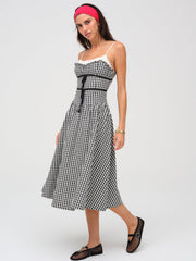 Georgia Gingham Midi Dress — Black