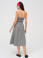 Georgia Gingham Midi Dress — Black