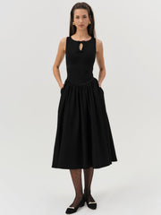 Anika Midi Dress — Black