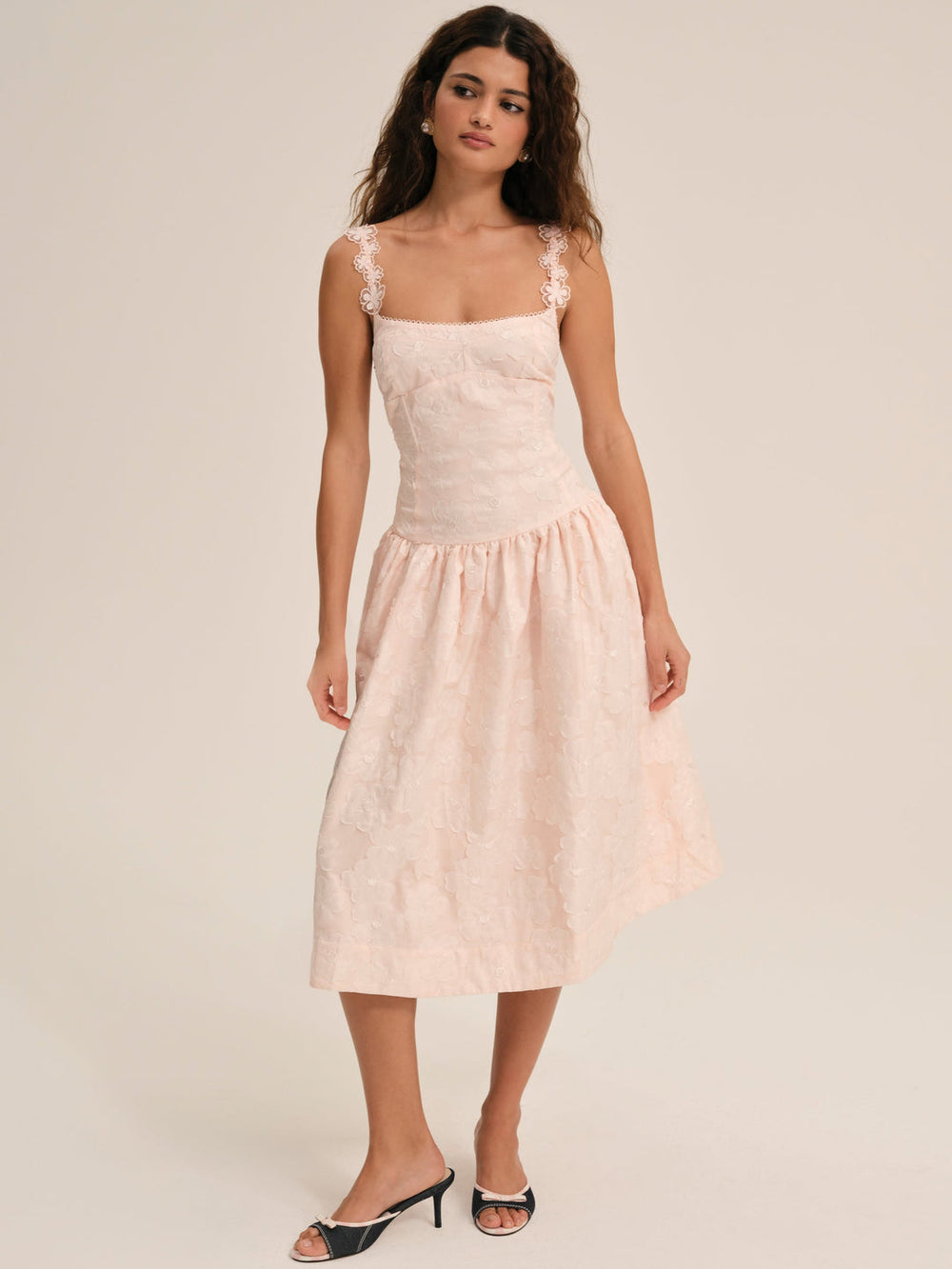 Florence Midi Dress — Peach