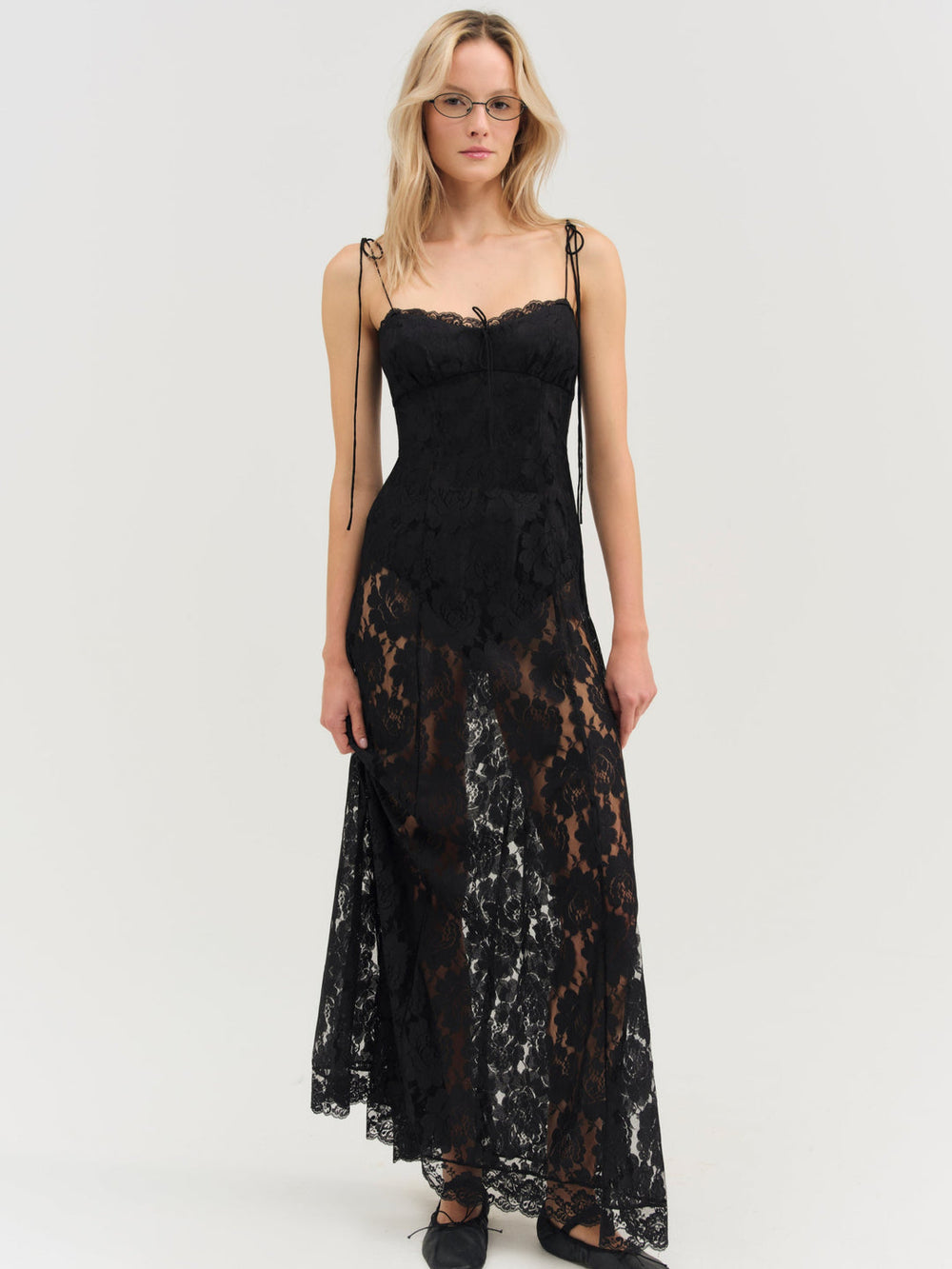 Claudia Rose Lace Maxi Dress — Black