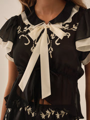 Emmie Chiffon Top — Black