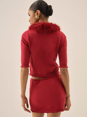 Maura Knit Cardigan — Red