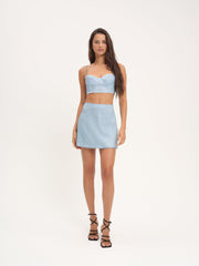 Glitter Grid Bustier Top — Blue