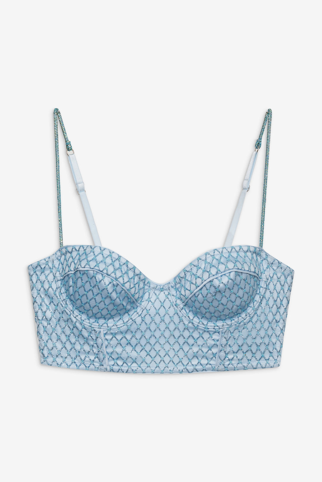 Glitter Grid Bustier Top — Blue