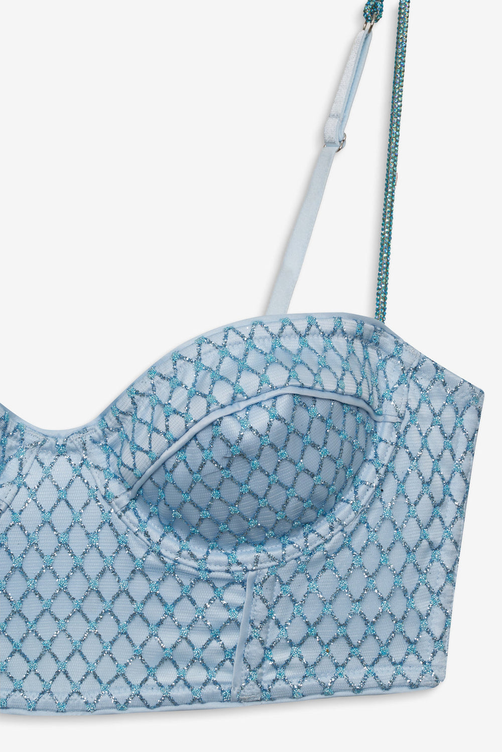 Glitter Grid Bustier Top — Blue