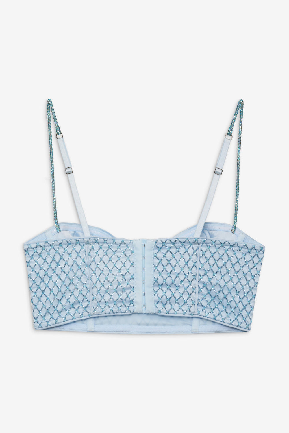 Glitter Grid Bustier Top — Blue