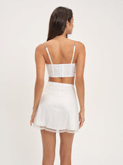 Glitter Grid Bustier Top — White