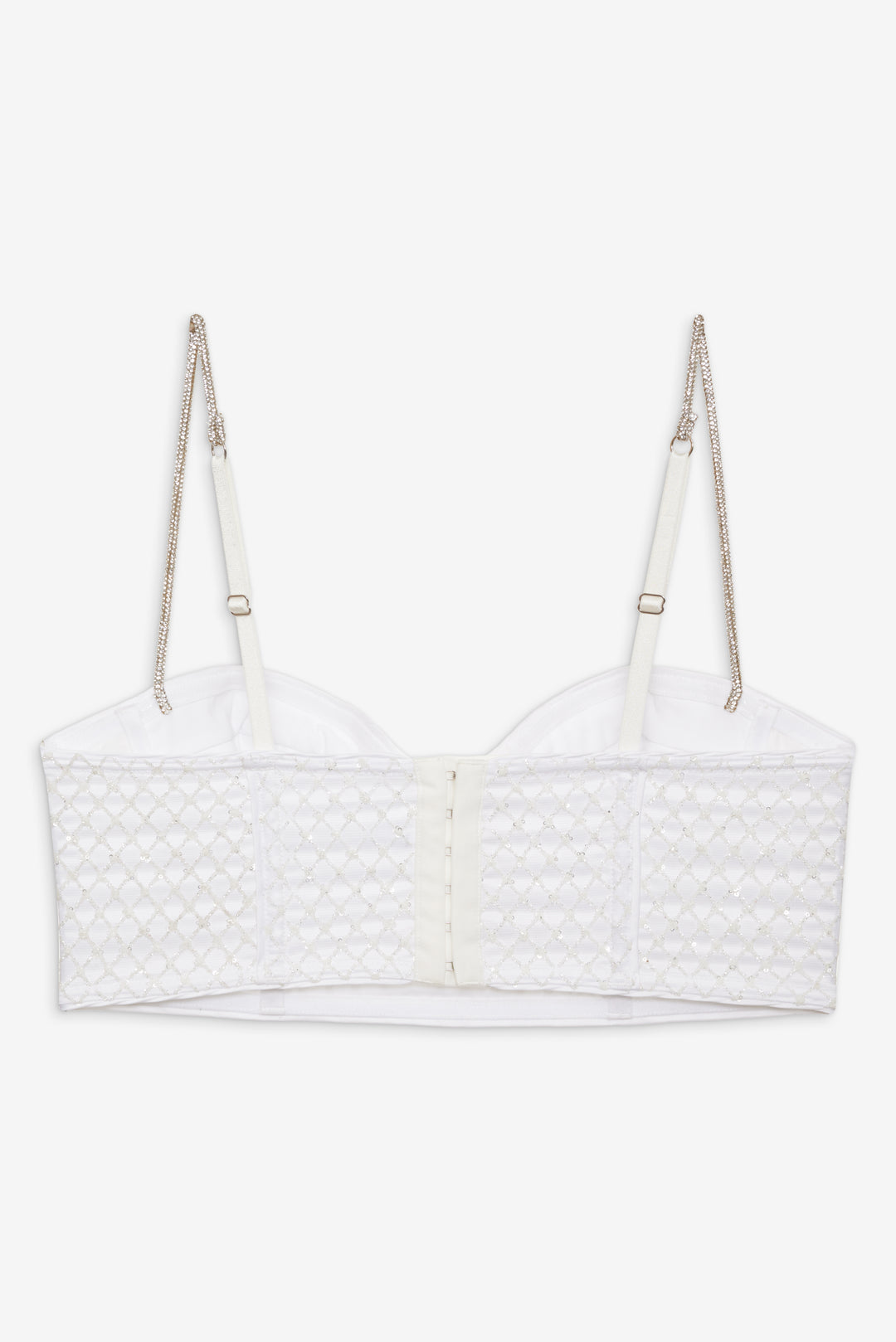 Glitter Grid Bustier Top — White