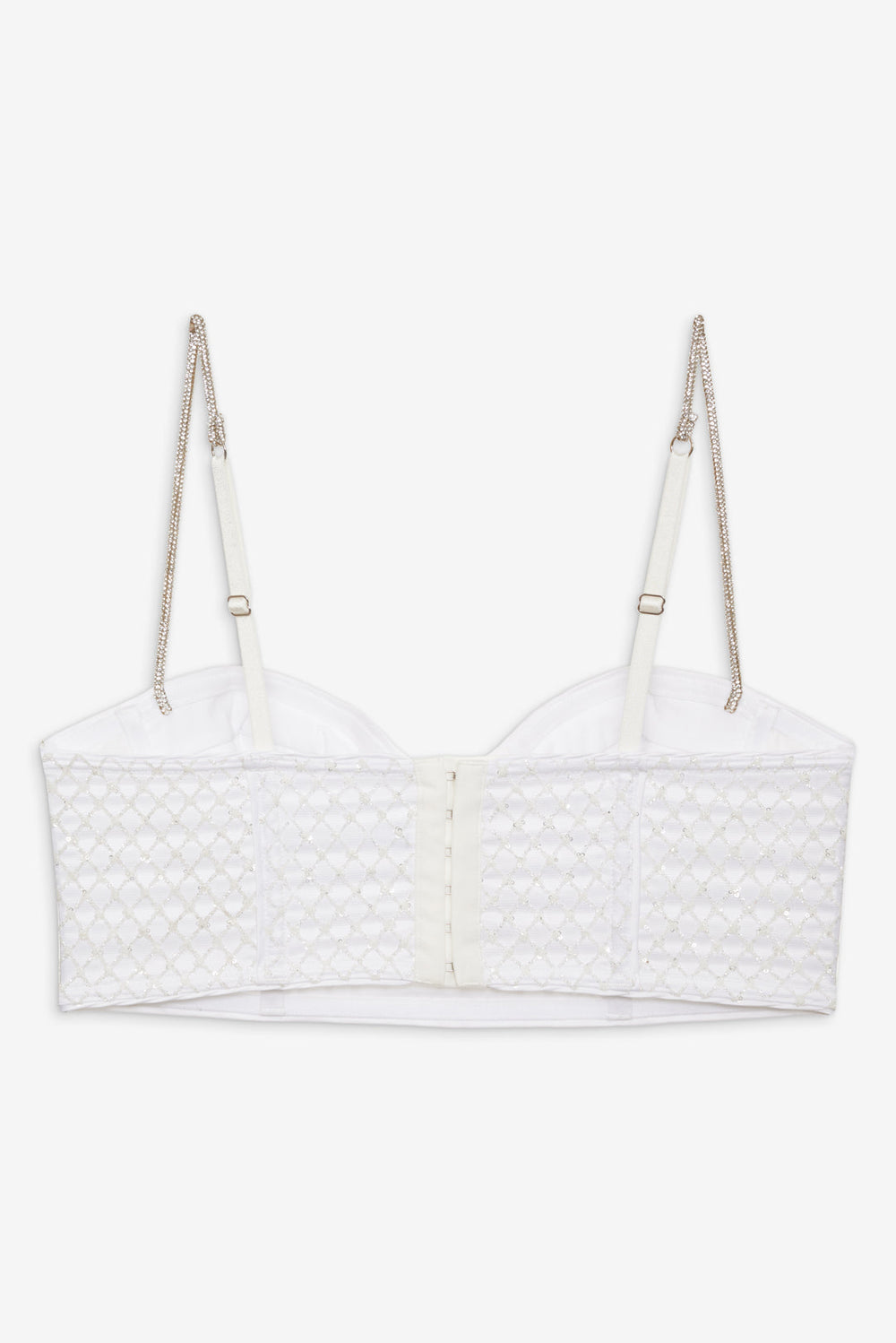 Glitter Grid Bustier Top — White