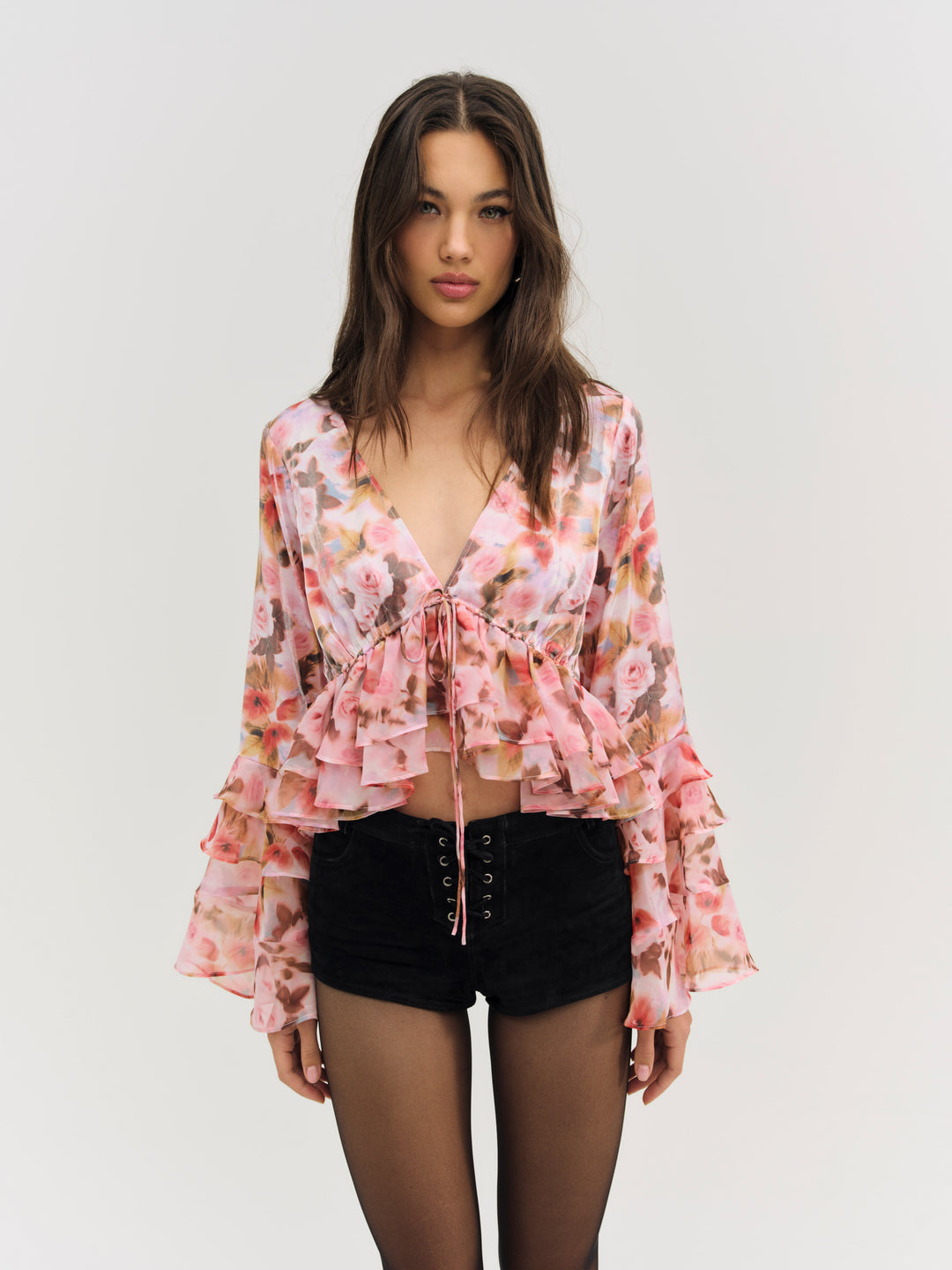 Fallen Floral Top — Pink