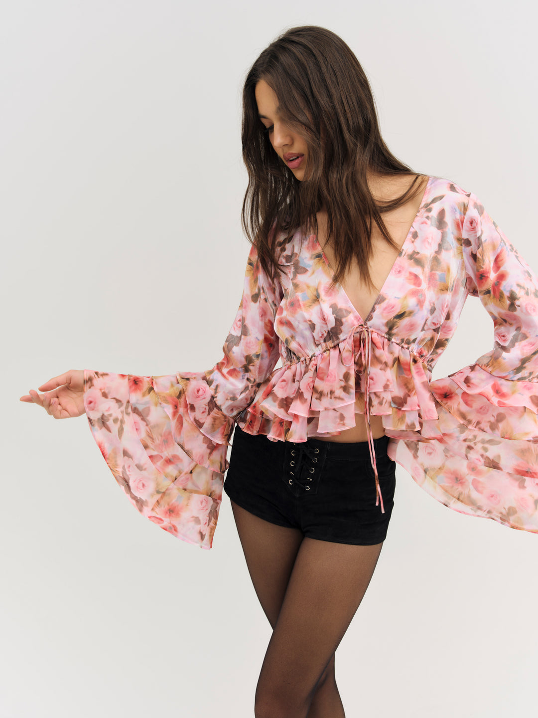 Fallen Floral Top — Pink