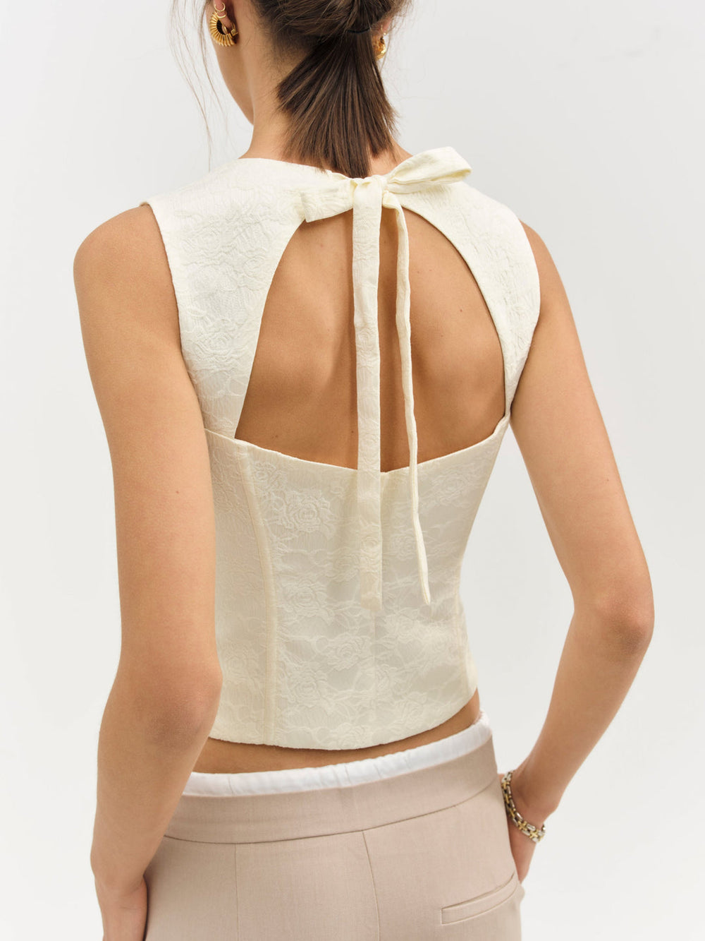 Rosie Jacquard Top — Cream