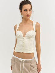 Rosie Jacquard Top — Cream