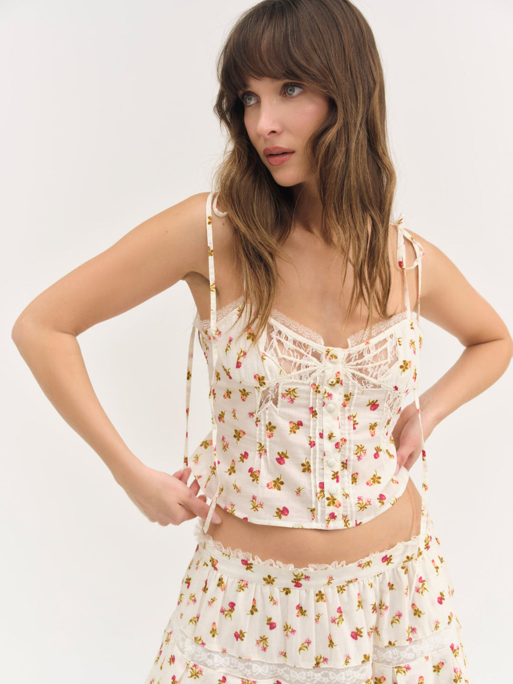 Adahlia Floral Top — Cream