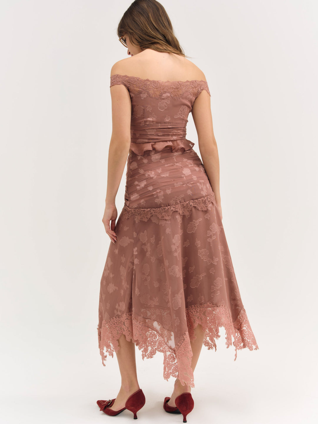 Colette Satin Burnout Top — Mahogany