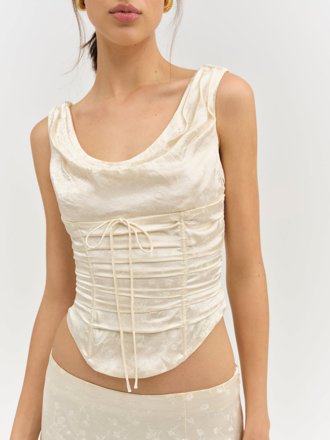 Carla Jacquard Corset Top — Cream