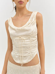 Carla Jacquard Corset Top — Cream