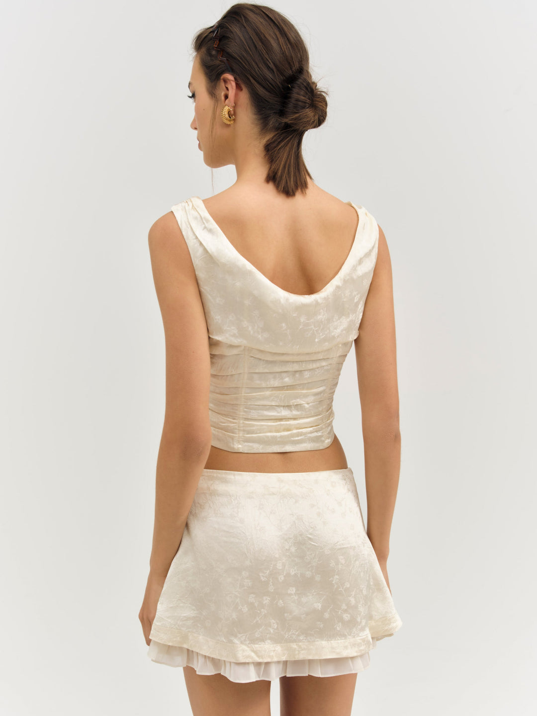 Carla Jacquard Corset Top — Cream