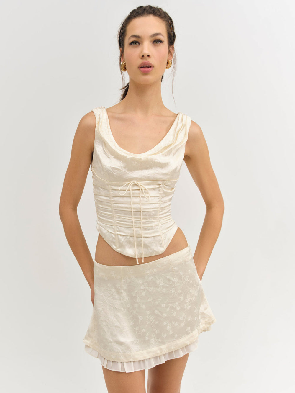 Carla Jacquard Corset Top — Cream