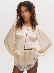 Betsy Bow Blouse — Pale Peach
