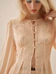 Betsy Bow Blouse — Pale Peach