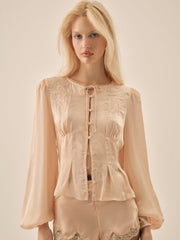 Betsy Bow Blouse — Pale Peach