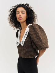 University Plaid Top — Brown