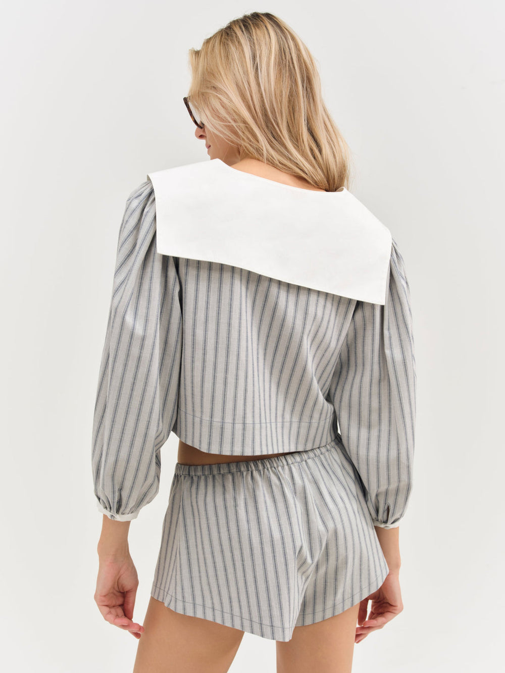 Linen Stripe Top — Blue